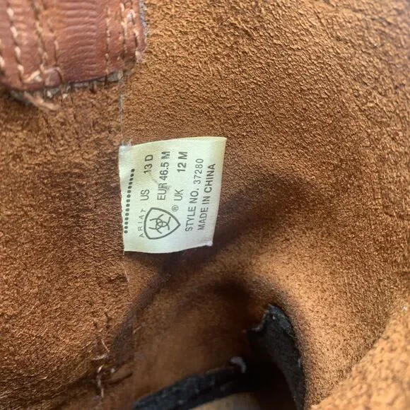 Ariat Sierra Cowboy Work Boot Tan Brown Leather Mens 13 D ATS 37280‎ - Picture 7 of 9